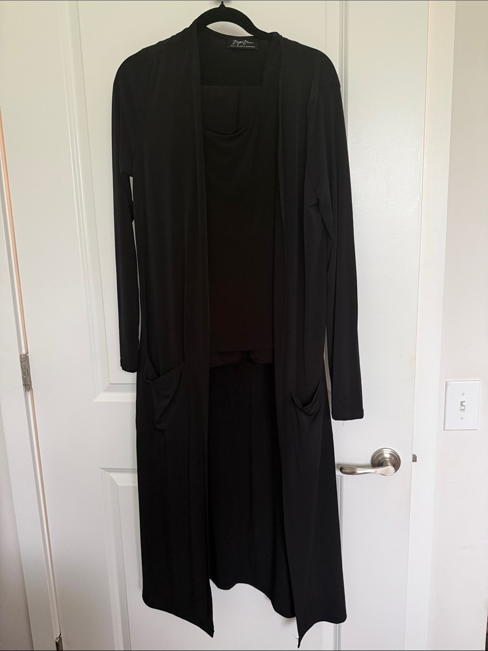 Brigitte Brianna 3 piece Long Open-Front Cardigan pants with Pockets by Dana
